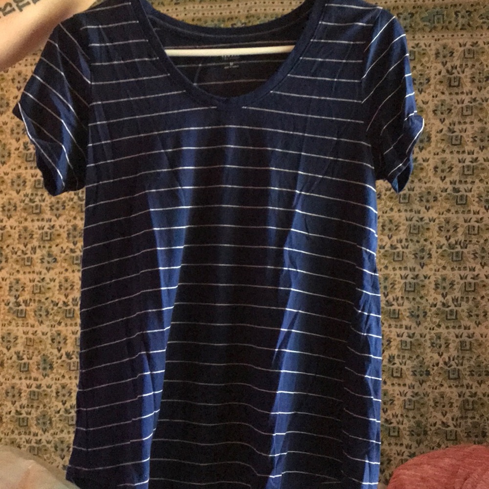Navy blue striped tunic shirt